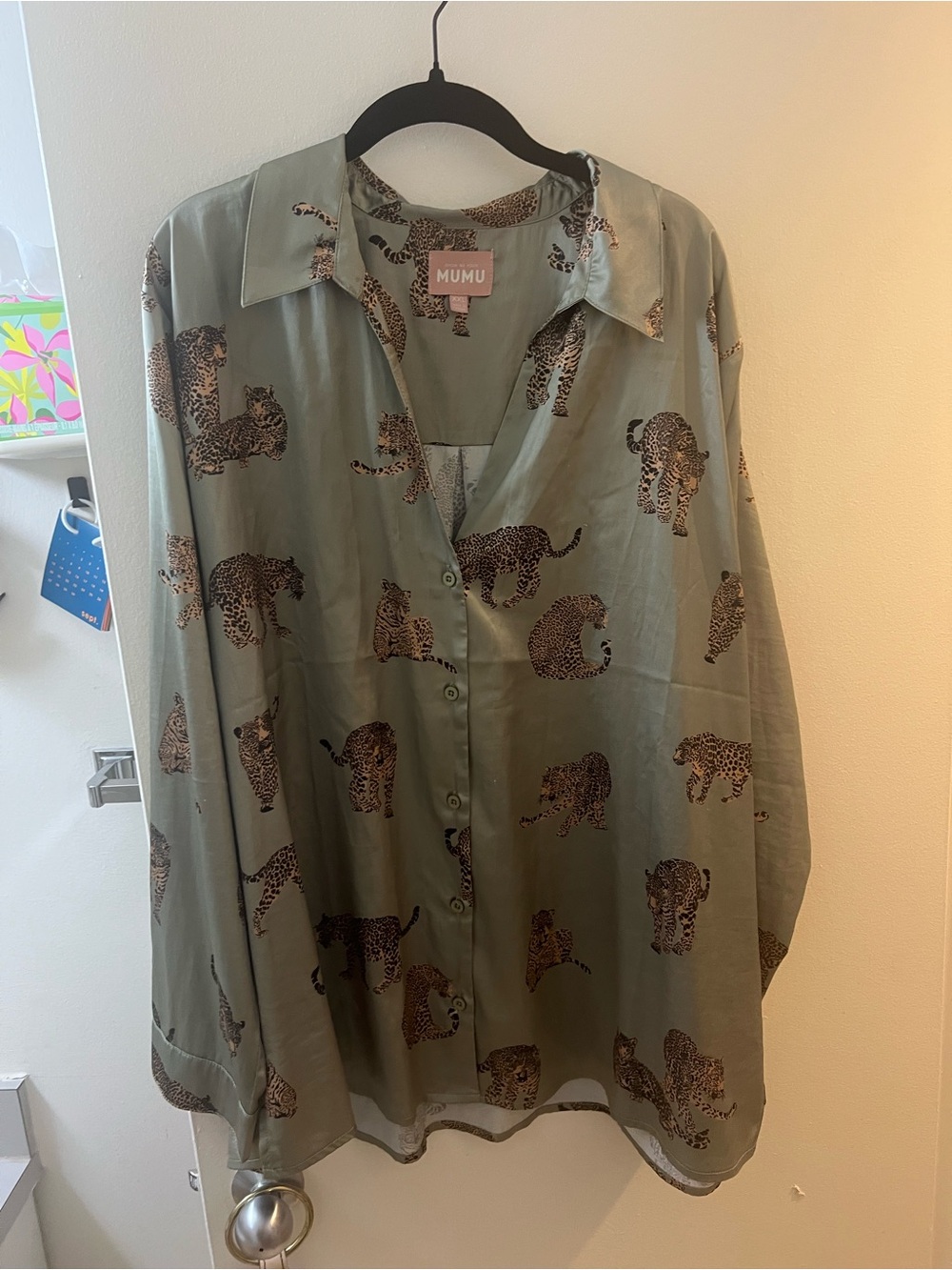 Show Me Your MuMu Olive Green Leopard-Print Button-Down Shirt